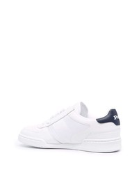 Baskets basses en cuir blanc et bleu marine Polo Ralph Lauren