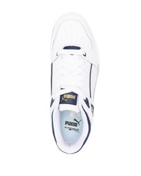 Baskets basses en cuir blanc et bleu marine Puma