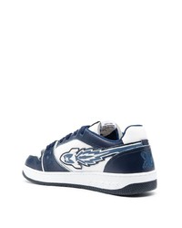 Baskets basses en cuir blanc et bleu marine Enterprise Japan