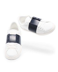 Baskets basses en cuir blanc et bleu marine Valentino Garavani