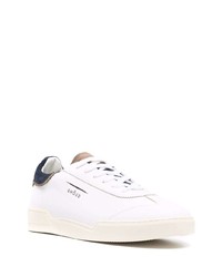 Baskets basses en cuir blanc et bleu marine Ghoud