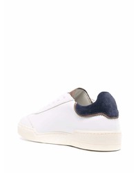 Baskets basses en cuir blanc et bleu marine Ghoud