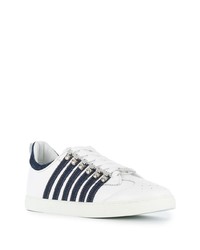 Baskets basses en cuir blanc et bleu marine DSQUARED2