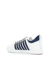 Baskets basses en cuir blanc et bleu marine DSQUARED2