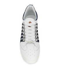 Baskets basses en cuir blanc et bleu marine DSQUARED2