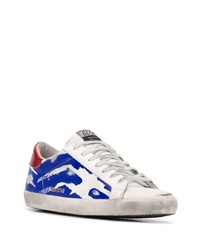 Baskets basses en cuir blanc et bleu marine Golden Goose