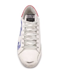 Baskets basses en cuir blanc et bleu marine Golden Goose