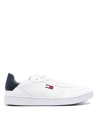 Baskets basses en cuir blanc et bleu marine Tommy Jeans