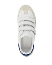 Baskets basses en cuir blanc et bleu marine Isabel Marant