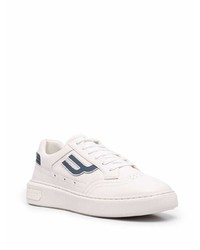 Baskets basses en cuir blanc et bleu marine Bally