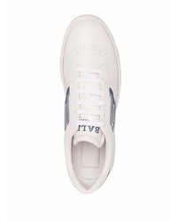 Baskets basses en cuir blanc et bleu marine Bally