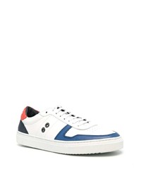 Baskets basses en cuir blanc et bleu marine Ron Dorff