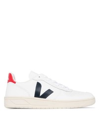 Baskets basses en cuir blanc et bleu marine Veja