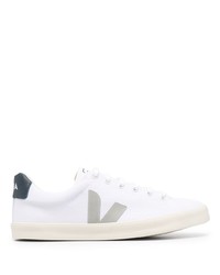 Baskets basses en cuir blanc et bleu marine Veja