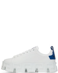 Baskets basses en cuir blanc et bleu marine Versace