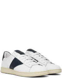 Baskets basses en cuir blanc et bleu marine Rhude