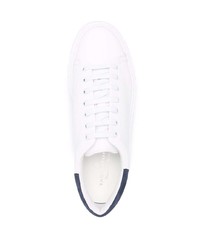 Baskets basses en cuir blanc et bleu marine Tagliatore