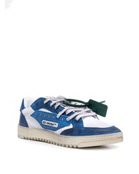 Baskets basses en cuir blanc et bleu Off-White