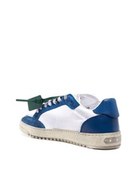 Baskets basses en cuir blanc et bleu Off-White