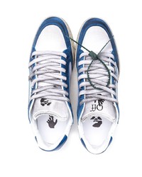 Baskets basses en cuir blanc et bleu Off-White