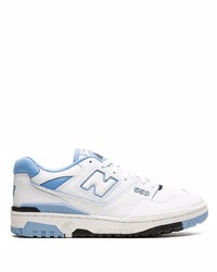 Baskets basses en cuir blanc et bleu New Balance