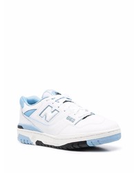 Baskets basses en cuir blanc et bleu New Balance