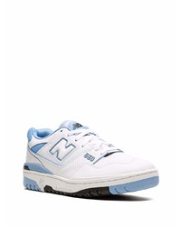 Baskets basses en cuir blanc et bleu New Balance