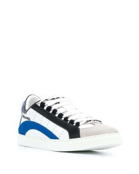 Baskets basses en cuir blanc et bleu DSQUARED2