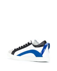 Baskets basses en cuir blanc et bleu DSQUARED2