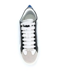 Baskets basses en cuir blanc et bleu DSQUARED2