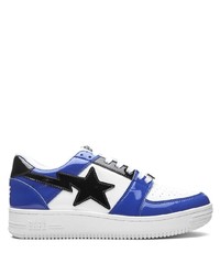 Baskets basses en cuir blanc et bleu A Bathing Ape