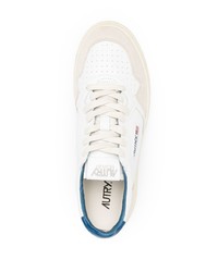 Baskets basses en cuir blanc et bleu AUTRY