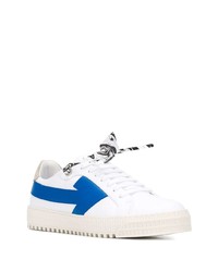 Baskets basses en cuir blanc et bleu Off-White