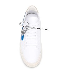 Baskets basses en cuir blanc et bleu Off-White