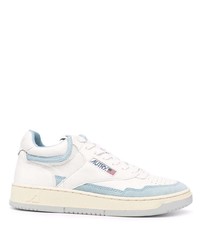 Baskets basses en cuir blanc et bleu AUTRY