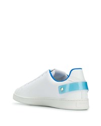 Baskets basses en cuir blanc et bleu Valentino Garavani