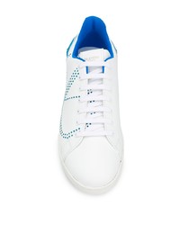 Baskets basses en cuir blanc et bleu Valentino Garavani