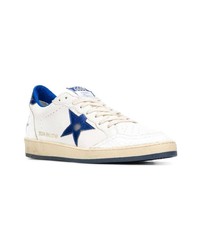 Baskets basses en cuir blanc et bleu Golden Goose