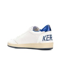 Baskets basses en cuir blanc et bleu Golden Goose