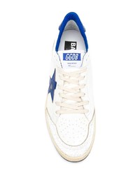 Baskets basses en cuir blanc et bleu Golden Goose