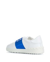 Baskets basses en cuir blanc et bleu Valentino Garavani