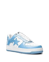 Baskets basses en cuir blanc et bleu A Bathing Ape