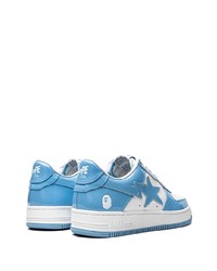 Baskets basses en cuir blanc et bleu A Bathing Ape