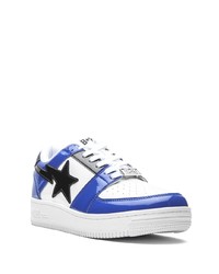 Baskets basses en cuir blanc et bleu A Bathing Ape