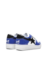 Baskets basses en cuir blanc et bleu A Bathing Ape