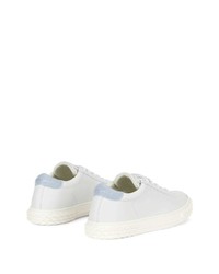 Baskets basses en cuir blanc et bleu Giuseppe Zanotti