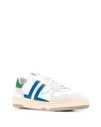 Baskets basses en cuir blanc et bleu Lanvin