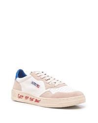 Baskets basses en cuir blanc et bleu AUTRY