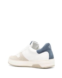 Baskets basses en cuir blanc et bleu Tagliatore