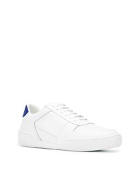 Baskets basses en cuir blanc et bleu Versace